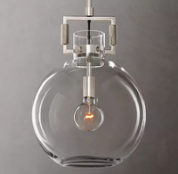 Luminaire suspendu en laiton industriel, globe en verre transparent, lampe suspendue vintage pour îlot de cuisine, salle à manger, luminaire suspendu