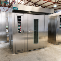 Nouveau four rotatif automatique électrique et à gaz 16 plateaux en acier inoxydable, four de cuisson commercial double combustible à commande numérique intelligente haute performance