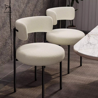 EaseNeat Dernières chaises de salle à manger en tissu mélangé de laine jambe en métal dos incurvé coussin rond confortable loisirs luxe Design nordique