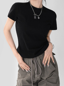 <strong>Women's</strong> Solid Knitted Casual <strong>Top</strong> <strong>for</strong> Spring Summer High-End Skinny Fit Crewneck Butterfly Sleeve Short-Sleeved T-shirt - Product Image 4
