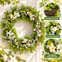 Guirlande de printemps artificielle, baies et verdure florale, décoration d'intérieur, ornement mural ou à suspendre à la porte, design réaliste, vente en gros d'usine