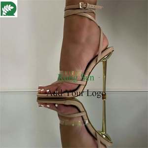 Tendance été grande taille dent talon haut sangle croisée bout carré violet talons aiguilles sandales pour femmes - Product Image 2