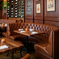 Meubles de restaurant modernes en bois en forme de U, sièges en cuir, table et chaises pour bar, hôtel, café