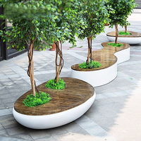 Kursi Kerajinan Resin Y696 Outdoor/Indoor Fiberglass/Kayu dengan Dudukan untuk Pot Tanaman Bunga Hotel Komersial