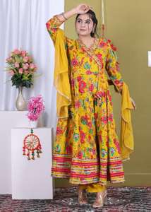 Nuevo Conjunto Étnico de Rayón Angarkha, Superventas, con Pantalón Bada Ghera y Dupatta, Materiales Reciclados, para Todas las Temporadas, Ideal para Fiestas - Product Image 5