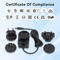 Merryking Austauschbare Stecker KC US EU UK AR AU Standard 12V 1A 1,5A Netzteil mit Kabellänge und 5,5*2,5 DC-Stecker