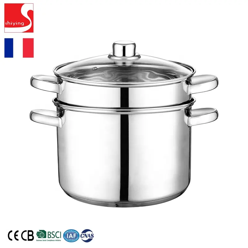 SY-Kitchenware Couscoussier Stainless Steel Pasta topf Casserole Spaghetti Vegetable Basket 24cm 7.2 liter