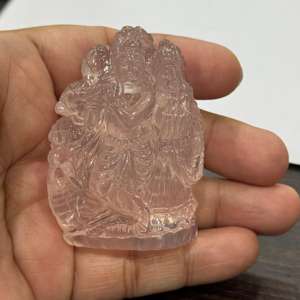 Piedra preciosa de cuarzo rosa tallada con precisión Lord Radha Krishna, pieza única tallada, piedra preciosa de cuarzo rosa Natural - Product Image 3