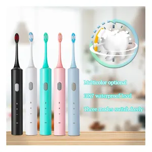 Escova de dente elétrica sônica com 2 cabeças de escova, carregamento usb por 30 dias, 3 modos com 2 minutos integrados em smart