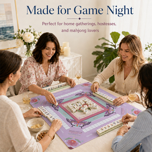 Tappetino per Mahjong Americano in Gomma Antiscivolo + Tessuto in Pelle, Copertura Personalizzata per Tavolo da Gioco, Superficie per Giocare a Mahjong Stampata - Product Image 6