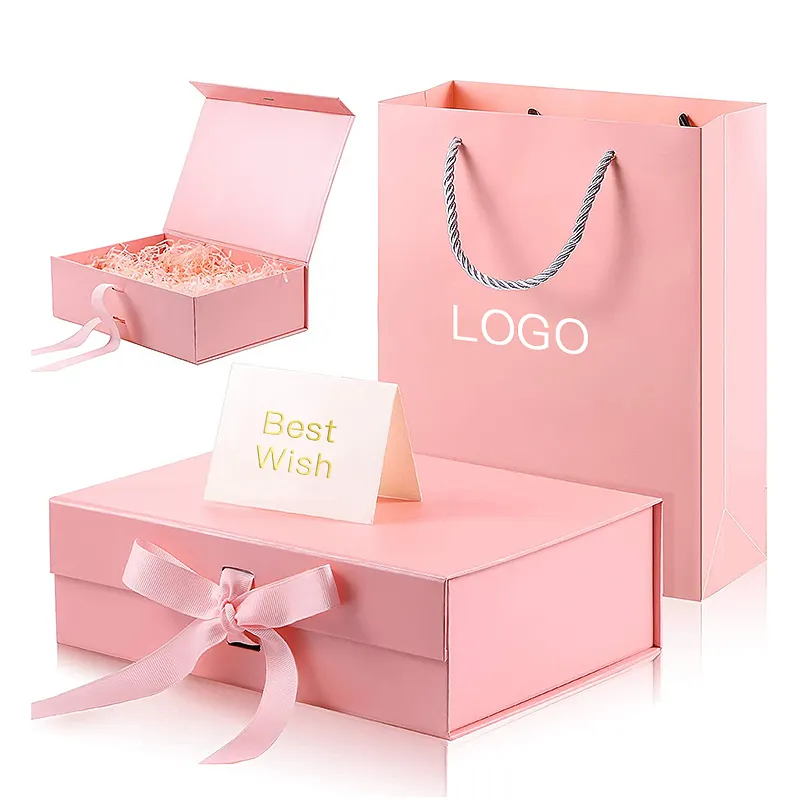 Luxury Custom Logo Cardboard Pink Black White Magnetic Foldable Box Folding Packaging Boxes Shoe Box For Shoes