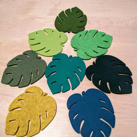Sous-verres en tissu de cuir de haute qualité respectueux de l'environnement 10 cm support de tapis chaud lumière 5mm d'épaisseur feuille de palmier sous-verres en feutre Tables