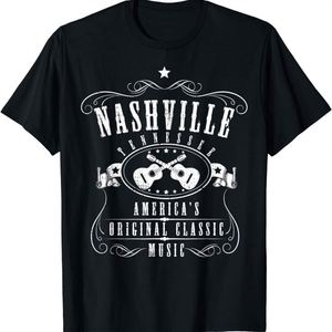 Camiseta de Seda con Logotipo de Músico de Tennessee, Diseño Vintage, Personalizada, Antiarrugas, de la Oficina Promocional de Música Country de Nashville - Product Image 1