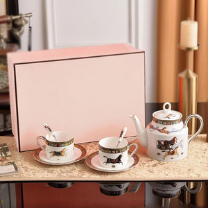 European Home Teacup Set Living Room <b>Ceramic</b> <b>Teapot</b> Kettle Wedding Housewarming Bone China Gift - Product Image 1