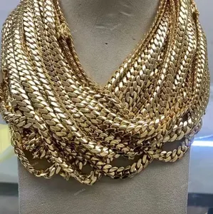 Kustom 6MM 8MM 10K 14K emas padat emas asli rantai Tautan Kuba Moissanite gesper gelang kalung halus perhiasan untuk pria Wome