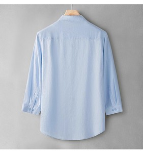 Chemises en lin pour hommes 100% avec nouveau style de mode col <span class=keywords><strong>Mao</strong></span>/Mandarin col montant à manches longues pour l'hiver respirant et élégant - Product Image 4