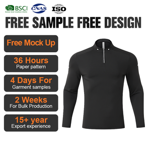 Customized Print Fitness Quick-Dry Half-Zip Shirt Knitted Activewear Sports Training Gym Wear Mens Long Sleeve <strong>Tshirts</strong> - Product Image 5
