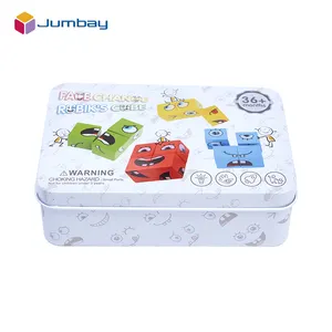 Jogo de tabuleiro de brinquedo, mini cubo mágico de rubik em papel com caixa de estanho, personalizado e com cartão