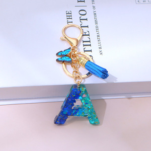 Colgante de borla con letras de la A a la Z en epoxi degradado azul y mariposa, un souvenir muy vendido para <span class=keywords><strong>bolsos</strong></span> de mujer. - Product Image 2