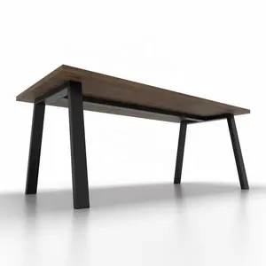 Pied de meuble en fer forgé industriel, noir, pour Table à manger, en bois et marbre, Durable, personnalisable