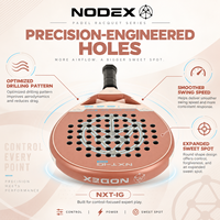 Raquette de padel NODEX NXT-IG, forme ronde, carbone argenté 18K, texture 3D, design de gorge triangulaire, 360g