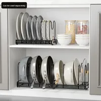 Étagère de rangement pour casseroles à un seul niveau, en fil métallique, réglable, non pliable, avec support pour couvercles, design moderne