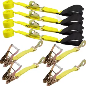 New Product Yellow Car Carrier Strap 10000lbs Car Hauler Wheel Lift Kits With Snap Hook D Ring