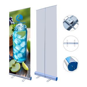 Support de bannière déroulante portable de haute qualité 85x200cm avec pieds en acier personnalisés, imperméable, pour exposition en extérieur, publicité - Product Image 1