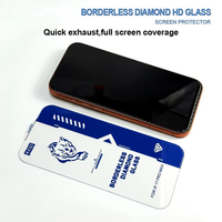 Film de protection d'écran en verre trempé ultra-fin 9H transparent anti-statique avec bordure en dentelle découpée au diamant 3D sans bords pour téléphone portable