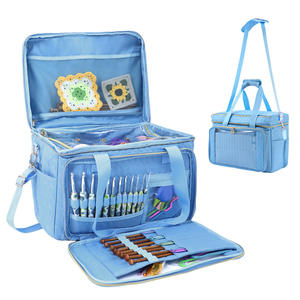 Sac à tricoter et à crocheter de grande capacité avec poignée et bandoulière - Organisateur de rangement pour fils multi-poches pour aiguilles, crochets et fournitures - Product Image 2