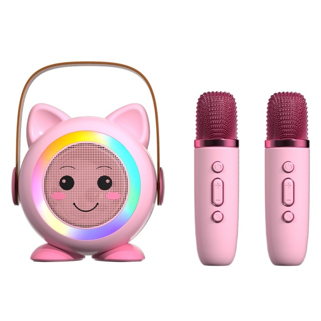 Cartoon Portable BLE Speaker Outdoor Karaoke Speaker Home KTV Artifact Wireless Multifunctional Handheld Dual Microphone