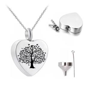 Collier Cœur en Acier Inoxydable Gravé, Pendentif Urne Commémorative, Chaîne à Maillons pour Anniversaire - Product Image 2