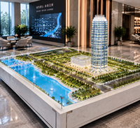 Maquette architecturale personnalisée de bâtiment immobilier avec éclairage LED, modèle de présentation paysagère pour les développeurs