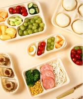 Boîte à lunch écologique biodégradable en amidon de maïs, 5 compartiments, sans BPA, compostable, capacité de 1250 ml, avec couvercle