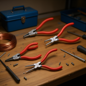 Juego de alicates de 4 piezas con mangos rojos para trabajos de precisión y manipulación de cables - Product Image 3