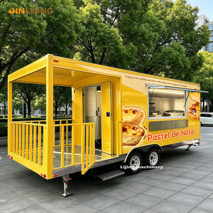 JINLIJING Imbisswagen, Bar Mobile, Grill BBQ, Remorque Alimentaire avec Porche Entièrement Équipée, Rôtissoire à Poulet, Four à Pizza, <span class=keywords><strong>Camion</strong></span> Alimentaire - Product Image 1