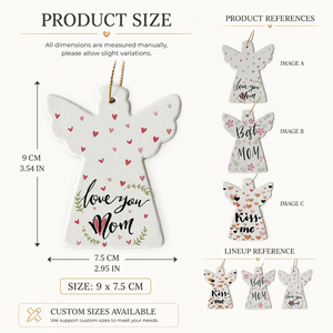 Ornement suspendu en céramique personnalisé en forme d'ange pour <span class=keywords><strong>maman</strong></span>, cadeau personnalisé pour la fête des mères, décoration intérieure, impression UV, OEM ODM - Product Image 5