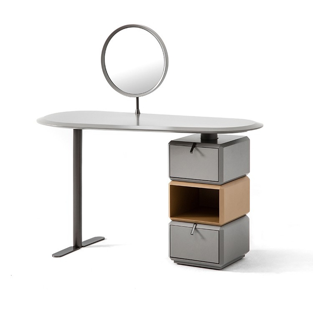 Modern Solid Wood Minimalist Small-sized Bedroom Luxury Dressing Table with Rotating Drawer Cabinet and Storage