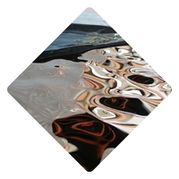 Panneau décoratif en acier inoxydable avec revêtement PVD miroir 8K or rose, finition ondulée moyenne, pour revêtement mural de plafond