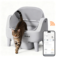 Bac à litière intelligent autonettoyant OEM 65L grande capacité 43dB ultra-silencieux avec capteurs de sécurité IR et bac à déchets 9L anti-odeurs en PP