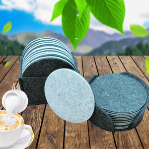 क्यूstromize लोगो क्लासिक डार्क ग्रे कपड़े कोस्टर सेट-पेय के लिए महसूस किए गए ग्लास कोस्टर सेट - Product Image 3