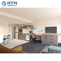 Ensemble de chambre d'hôtel personnalisé Home2 Suites, de luxe, moderne, écologique, avec bureau mobile en bois de manguier et mur de travail intégré