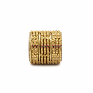 Jewelemarket <b>Gold</b> Plated Pota Stone Fine <b>Bangle</b> <b>Set</b> Green & Pink 2.6 - Product Image 2