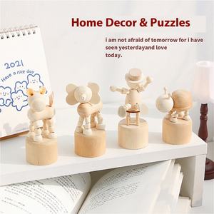 Mini ornements de bureau en bois respectueux de l'environnement, style Art déco créatif, logo personnalisé, jouets pour étudiants - Product Image 5