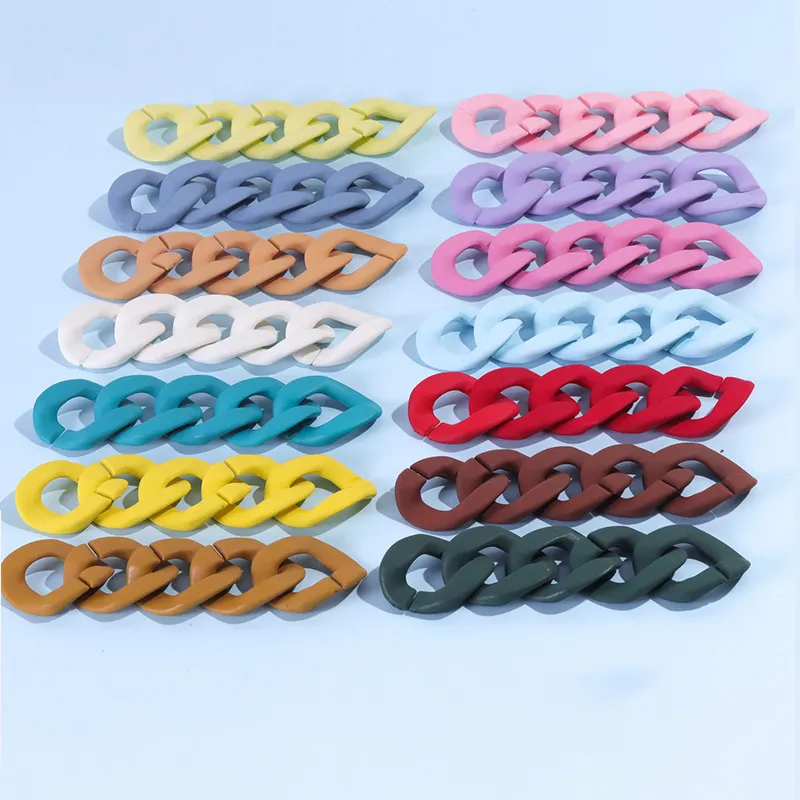 Catena di scarpe di plastica degli accessori della decorazione della scarpa della borsa delle fibbie del legame della catena acrilica dei macarons variopinti all'ingrosso 40*33mm