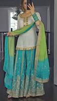 Dhotis en Georgette de Soie Blanche Brodés de Paillettes pour Tenues de Soirée