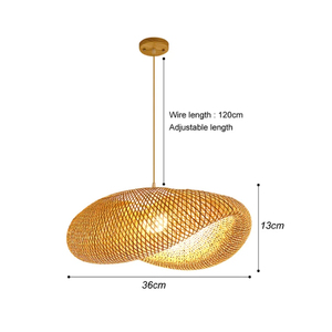 Lampada a Sospensione in Bambù, Lampadario in Vimini Naturale, Paralumi Intrecciati a Mano, Illuminazione Decorativa per Interni - Product Image 5