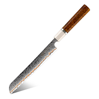 Couteau à pain Grandsharp japonais en acier Damas 55 couches, 8 pouces, pour la cuisine et la découpe, avec manche en bois solidifié et imitation ivoire