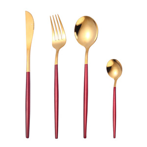 Ensemble de couteaux, fourchettes et cuillères en acier inoxydable 304, style minimaliste moderne, couverts de style portugais occidental pour mariages et événements - Product Image 5
