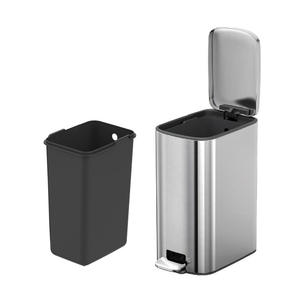 Guardian Trash Can Rectangular 5kg Stainless Steel Foot Operated Indoor <b>Waste</b> <b>Bin</b> Quiet Stain Proof Living Room Bedroom Use - Product Image 3